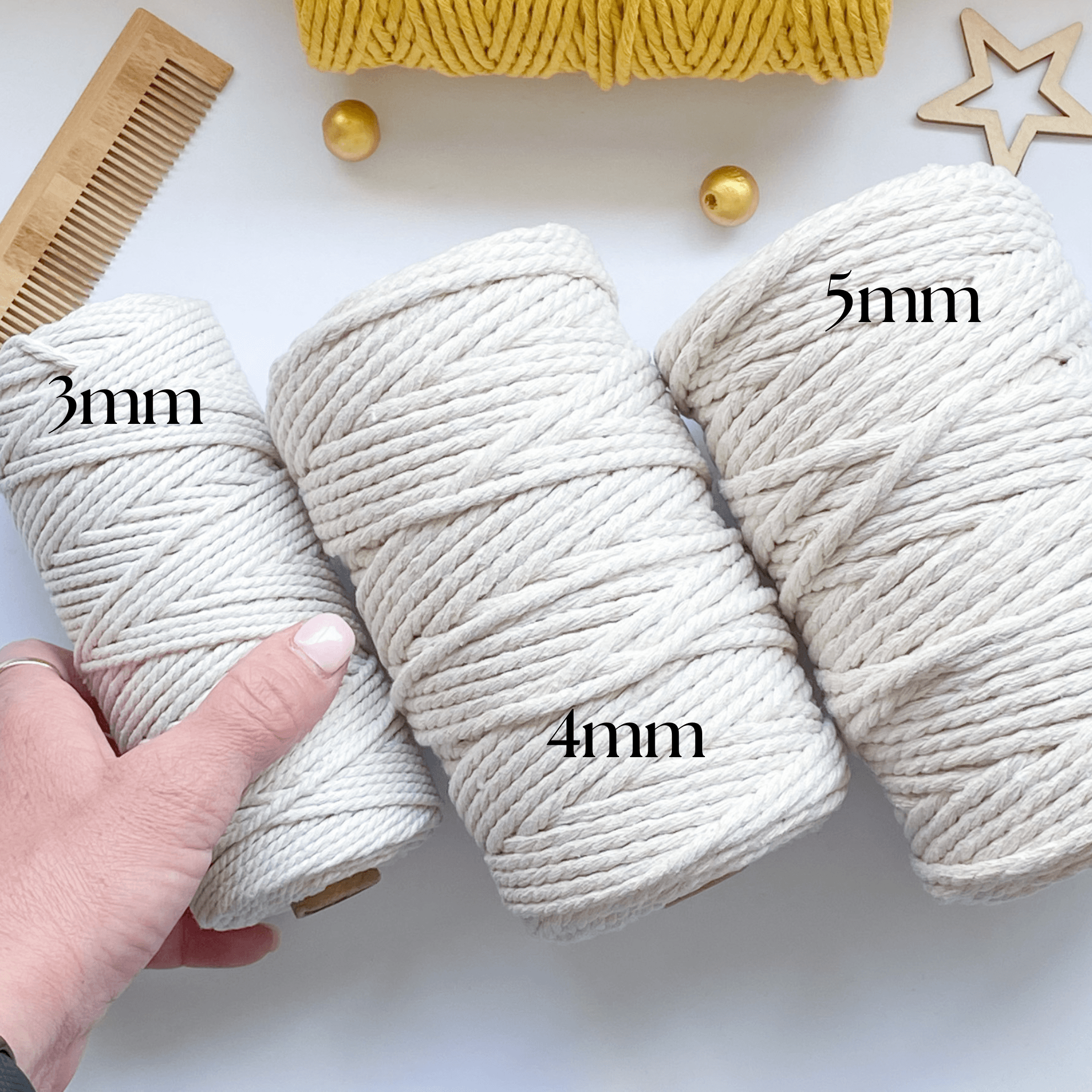 Natural Recycled Cotton - 3mm, 4mm & 5mm – Cottonknotsxx