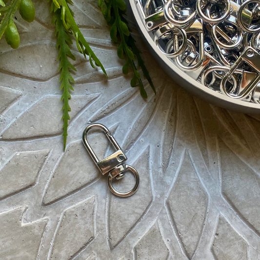 10 Pack | Alloy Swivel Push Gate Snap Keyring Clasps | 33mm | Platinum - Cottonknotsxx