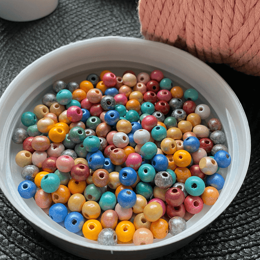 100 Beads Per Pack | Round wooden dyed beads - Cottonknotsxx