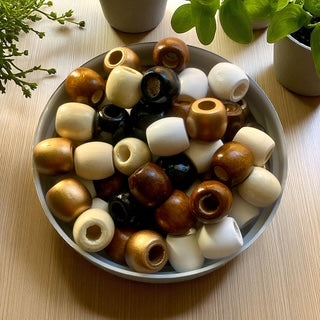210 Pack | Barrel Wooden Beads | 17mmx16mm | Hole 8mm | MIXED COLOURS - Cottonknotsxx