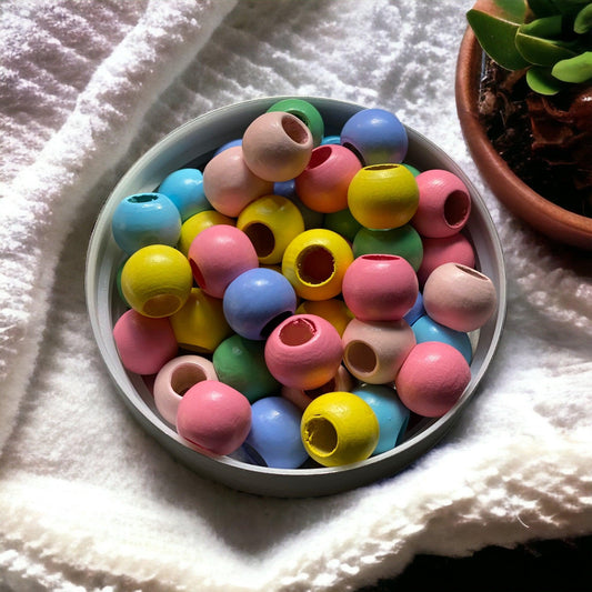 24 PACK Large Pastel Coloured Beads | 20mm | 10mm hole - Cottonknotsxx