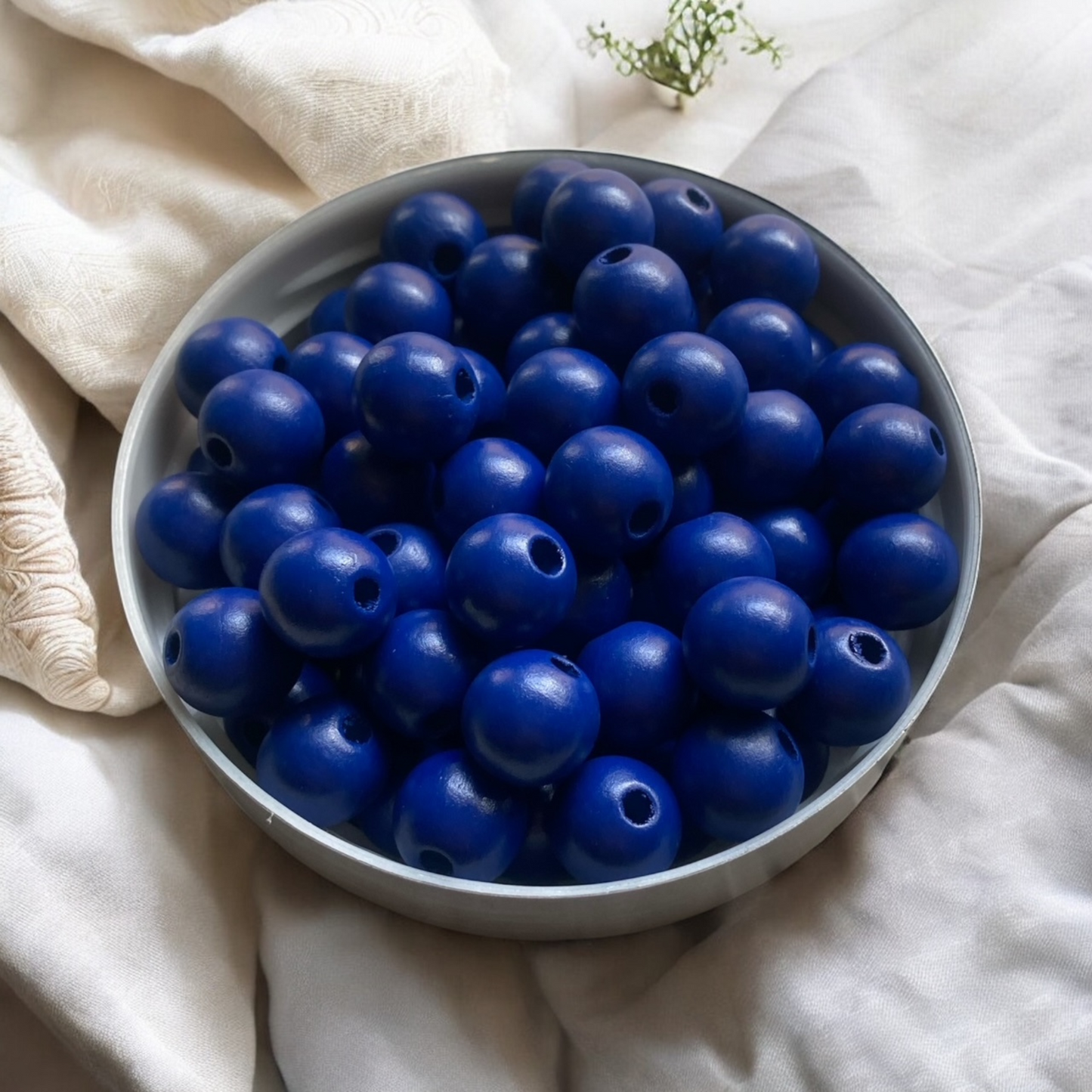 24 Pack | Round Wooden Beads | 16mm | Hole 4mm | Midnight Blue - Cottonknotsxx