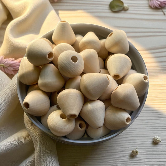 24 Pack | Tear Drop Wooden Beads | 23mmx22mm | Hole 5mm - Cottonknotsxx