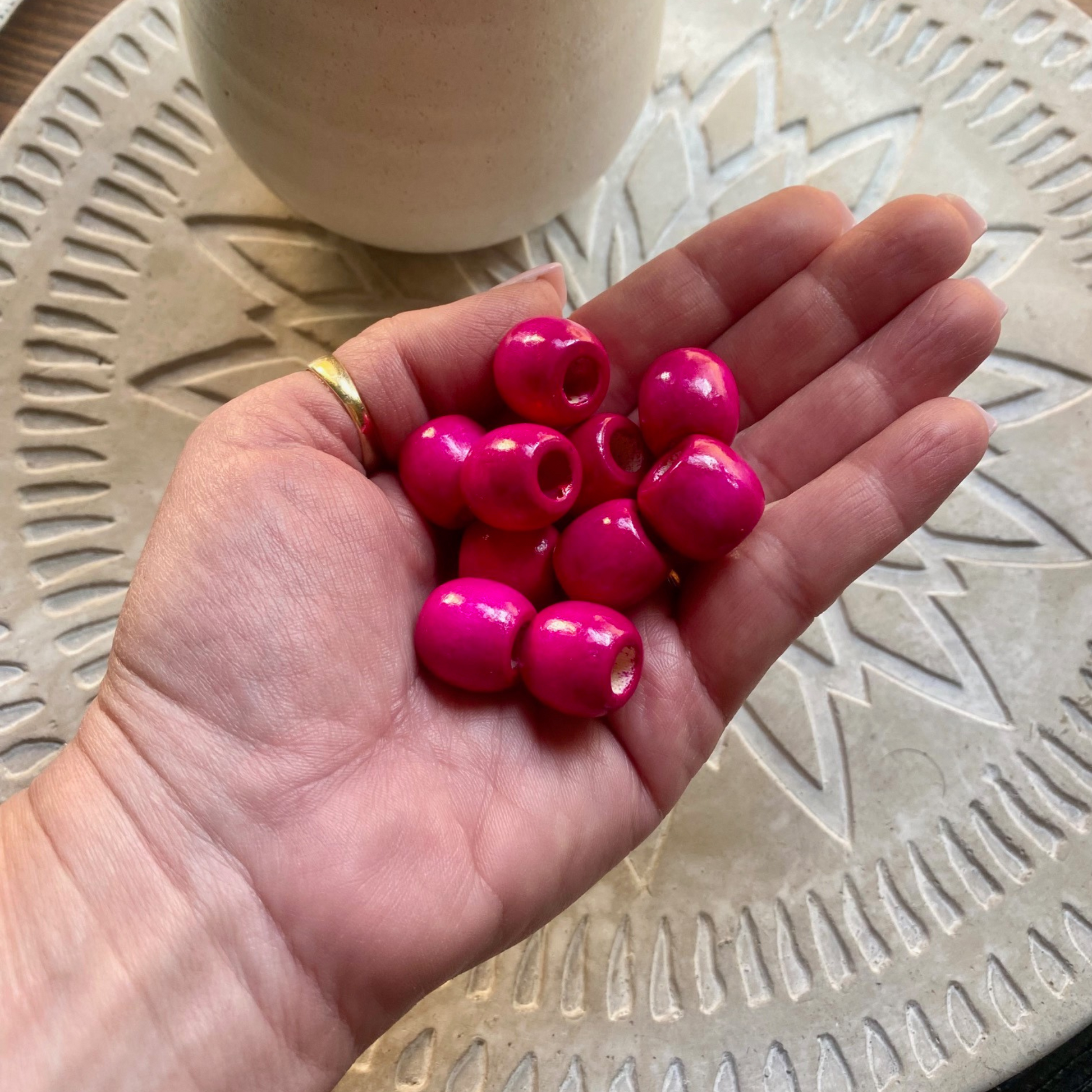 24 Pack | Wooden Beads | 17.5 x 16mm | Hole 7mm | Medium Violet - Cottonknotsxx