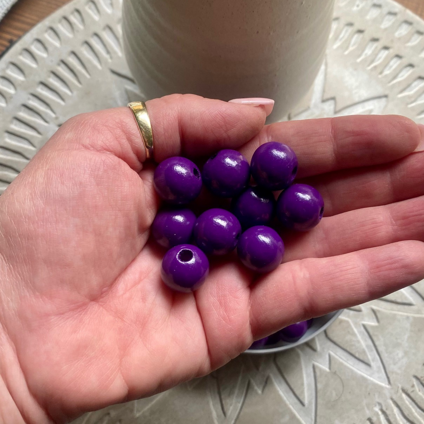 24 Pack | Wooden Round Beads | 16.5 x 15mm | Hole 4mm | Indigo - Cottonknotsxx