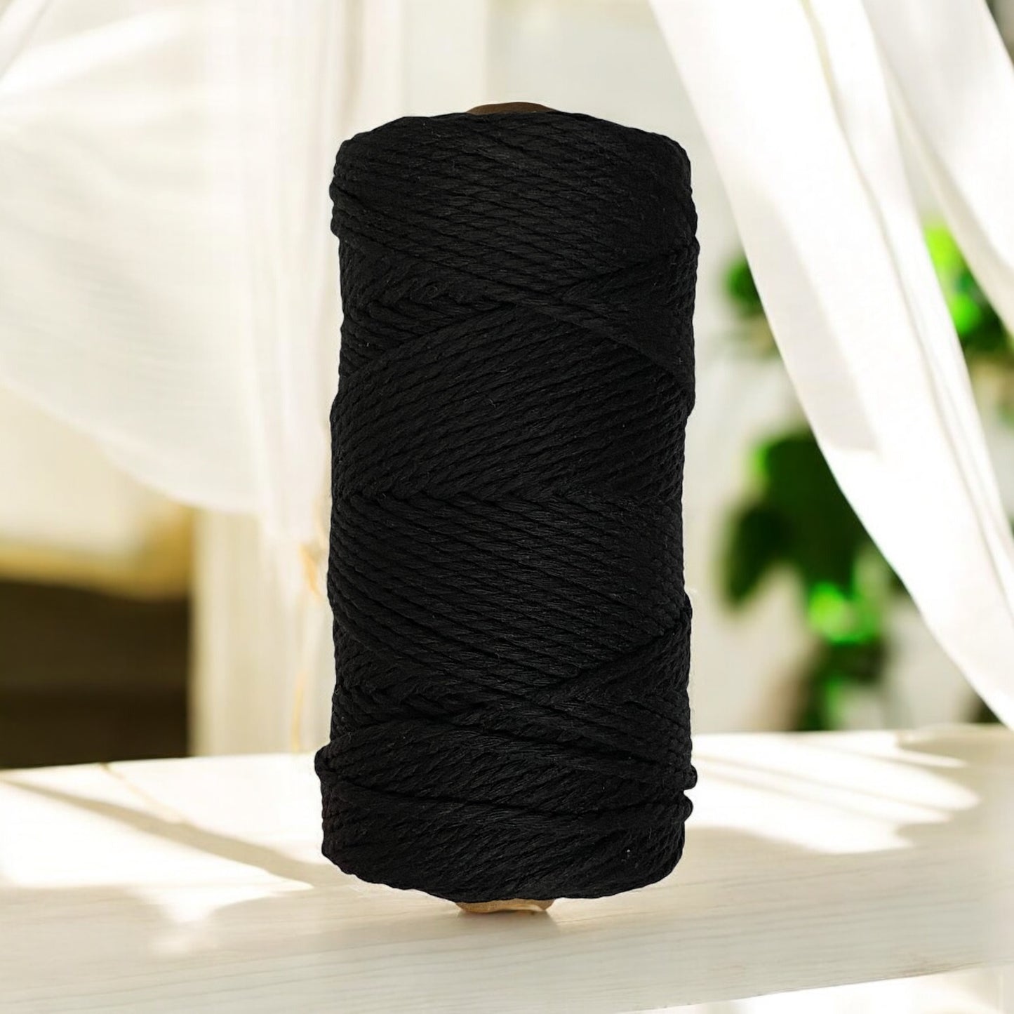 3MM 3Ply Macrame Cord | BLACK | 100% Cotton | 100m - Cottonknotsxx