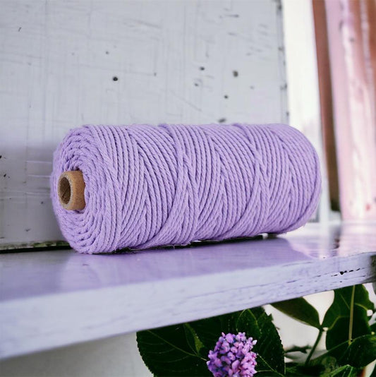 3MM 3Ply Macrame Cord | LAVENDER | 100% Cotton | 100m - Cottonknotsxx