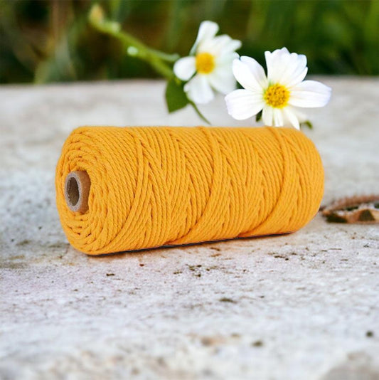 3MM 3ply Macrame Cord | SAFFRON | 100% Cotton | 100m - Cottonknotsxx
