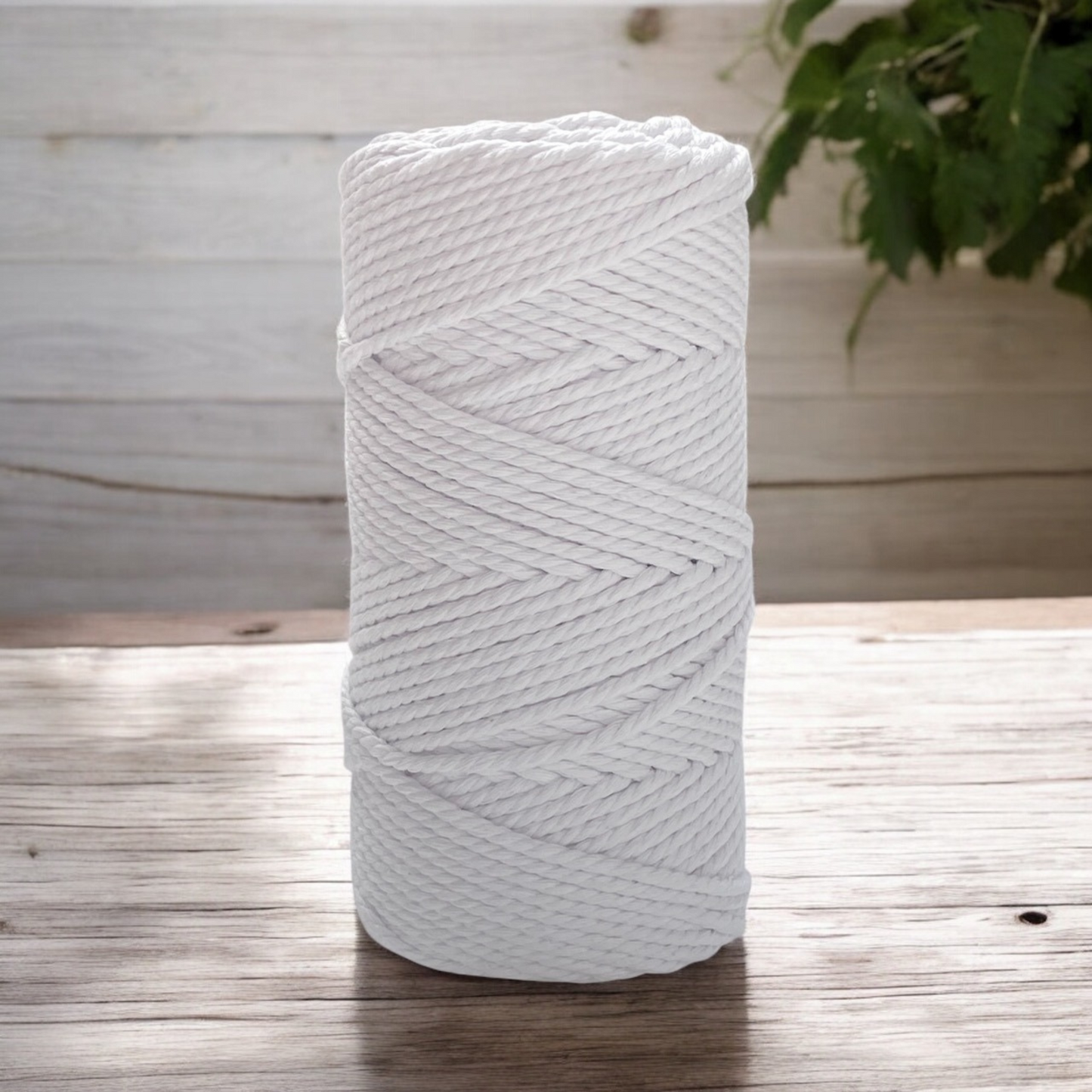 3mm 3ply Macrame Cord | WHITE | 100% Cotton | 100m - Cottonknotsxx