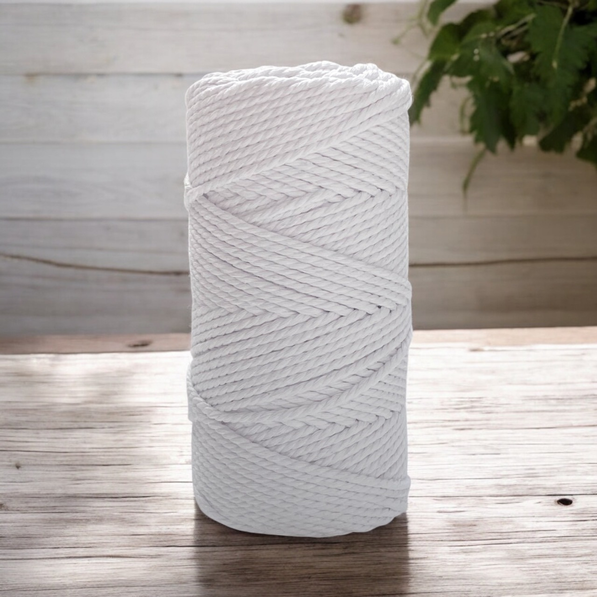 3mm 3ply Macrame Cord | WHITE | 100% Cotton | 100m - Cottonknotsxx