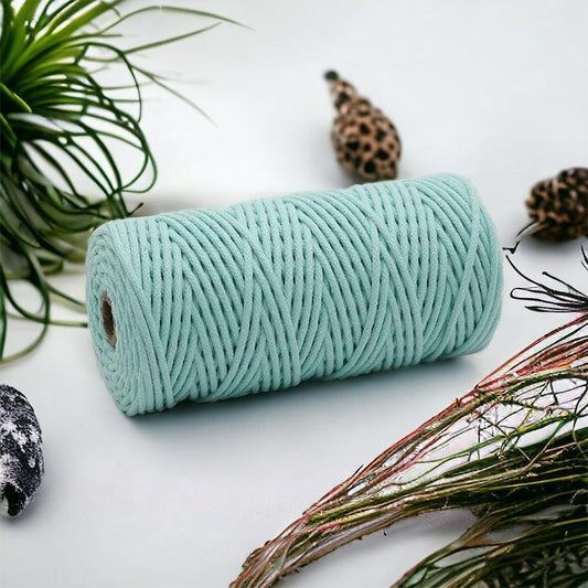 3MM Braided Macrame Cord | MINT | 100% Pure Cotton | 100m - Cottonknotsxx