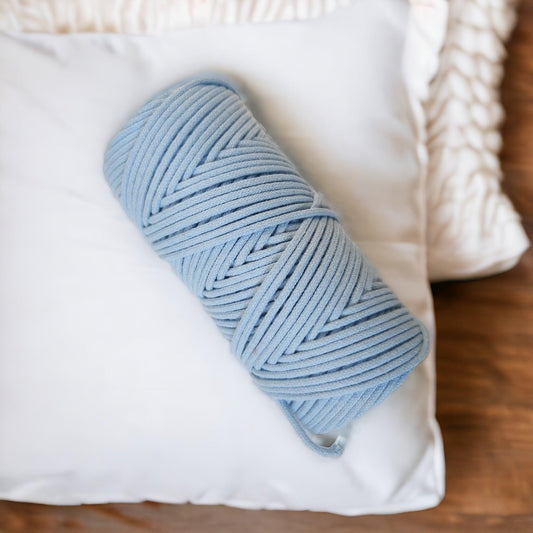 3MM Braided Macrame Cord | PASTEL BLUE | 100% Pure Cotton | 100m - Cottonknotsxx