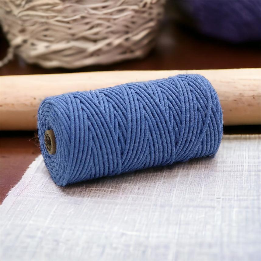 3MM Braided Macrame Cord | POWDER BLUE | 100% Pure Cotton | 100m - Cottonknotsxx