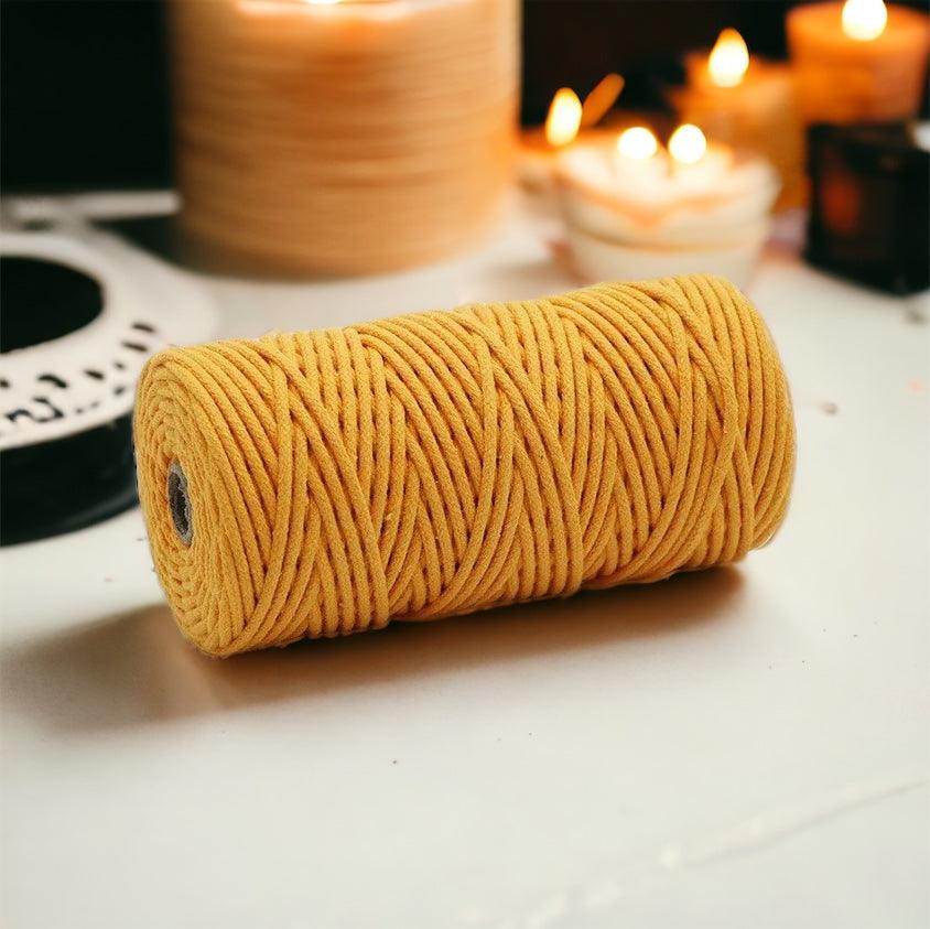 3MM Braided Macrame Cord | SAFFRON | 100% Pure Cotton | 100m - Cottonknotsxx