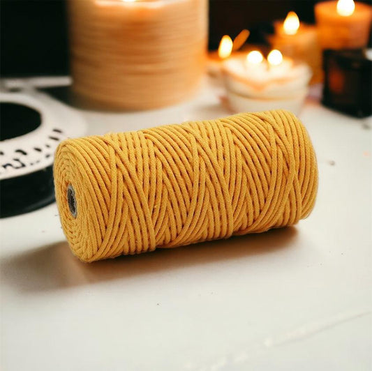 3MM Braided Macrame Cord | SAFFRON | 100% Pure Cotton | 100m - Cottonknotsxx