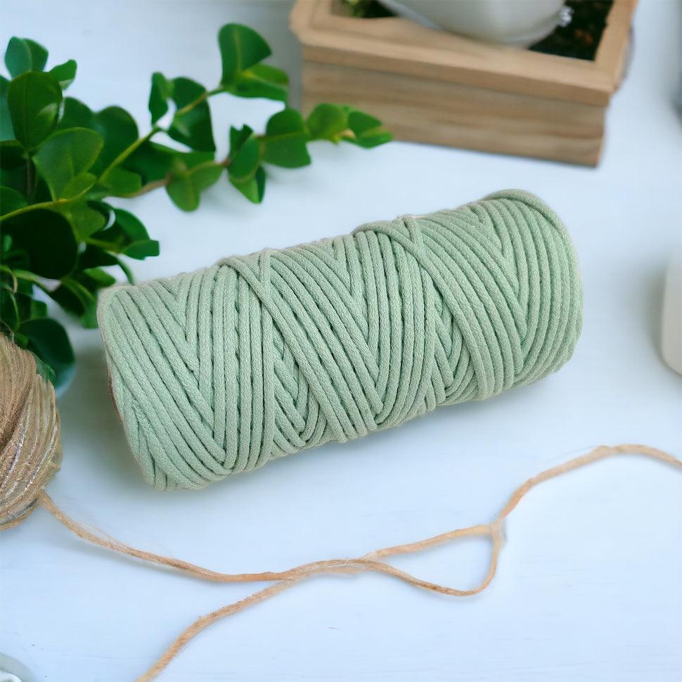 3MM Braided Macrame Cord | SPEARMINT | 100% Pure Cotton | 100m - Cottonknotsxx