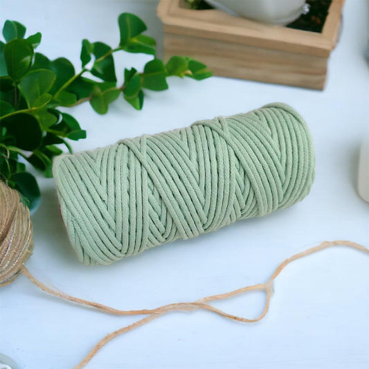 3MM Braided Macrame Cord | SPEARMINT | 100% Pure Cotton | 100m - Cottonknotsxx
