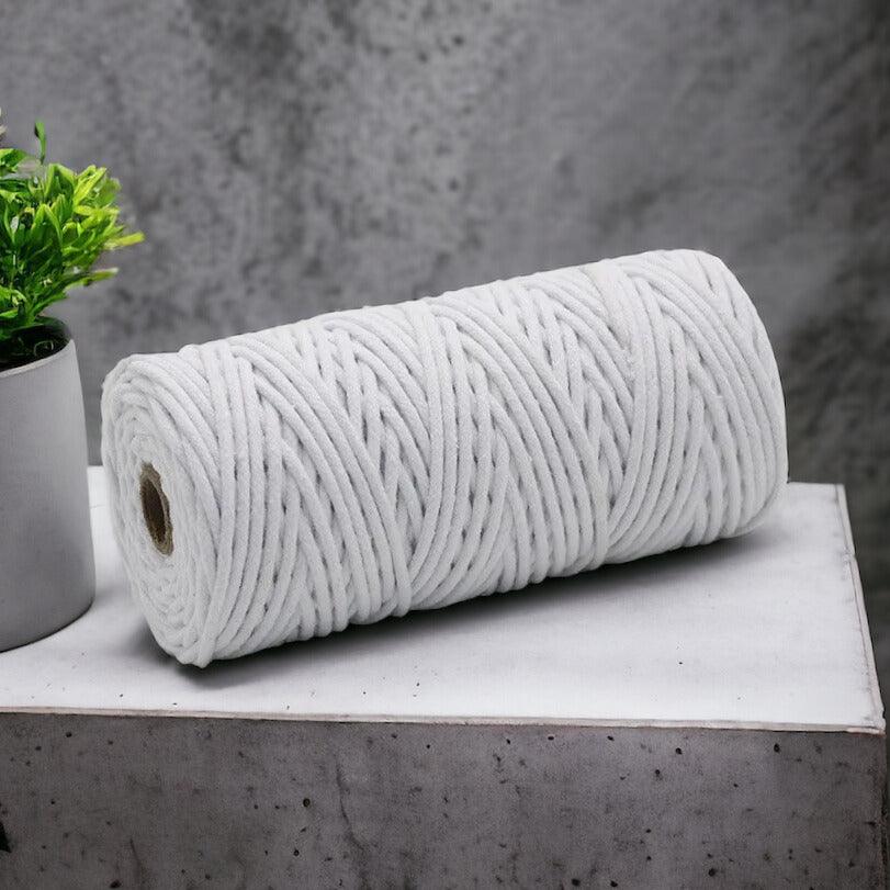 3MM Braided Macrame Cord | WHITE | 100% Pure Cotton | 100m - Cottonknotsxx