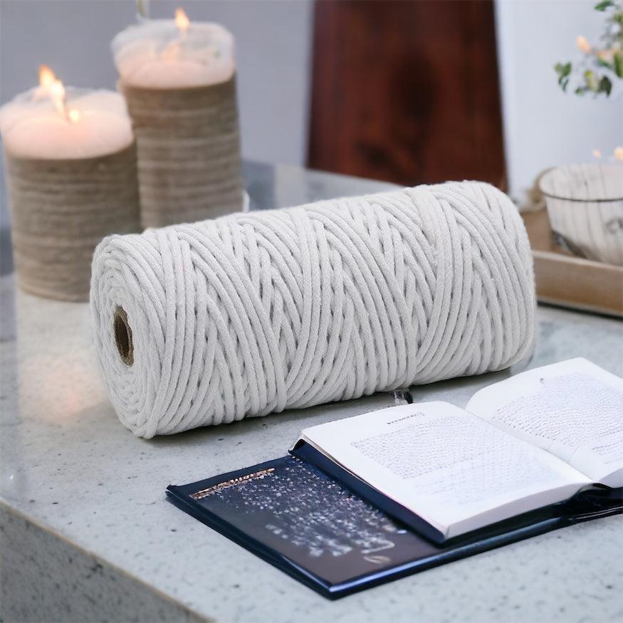 4MM WHITE Braided Cord | 100% Cotton - Cottonknotsxx