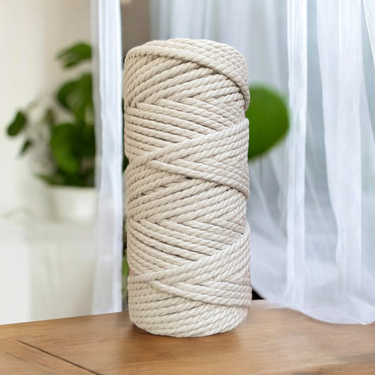 4mm 3ply Luxe Premium Macrame Cord | ASH | 100% Cotton | 55m - Cottonknotsxx