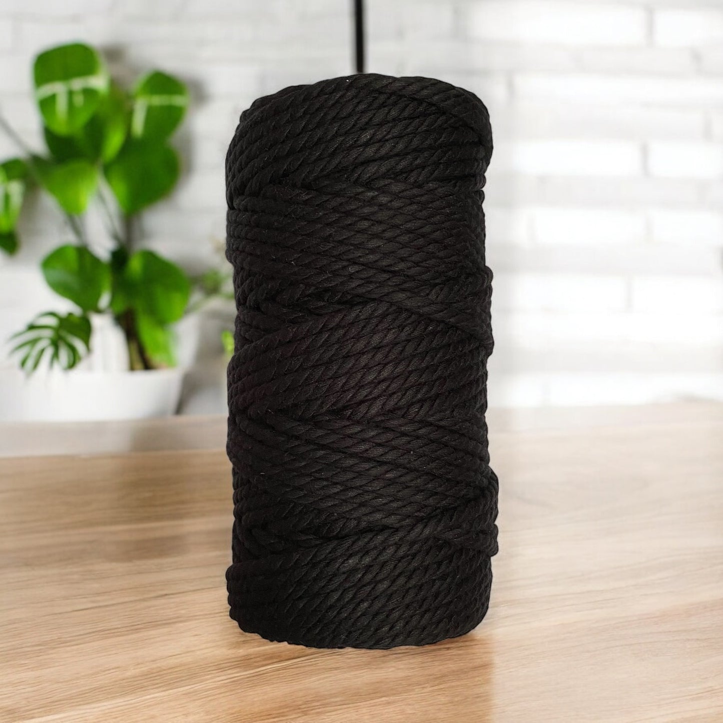 4mm 3ply Luxe Premium Macrame Cord | BLACK | 100% Cotton | 55m - Cottonknotsxx
