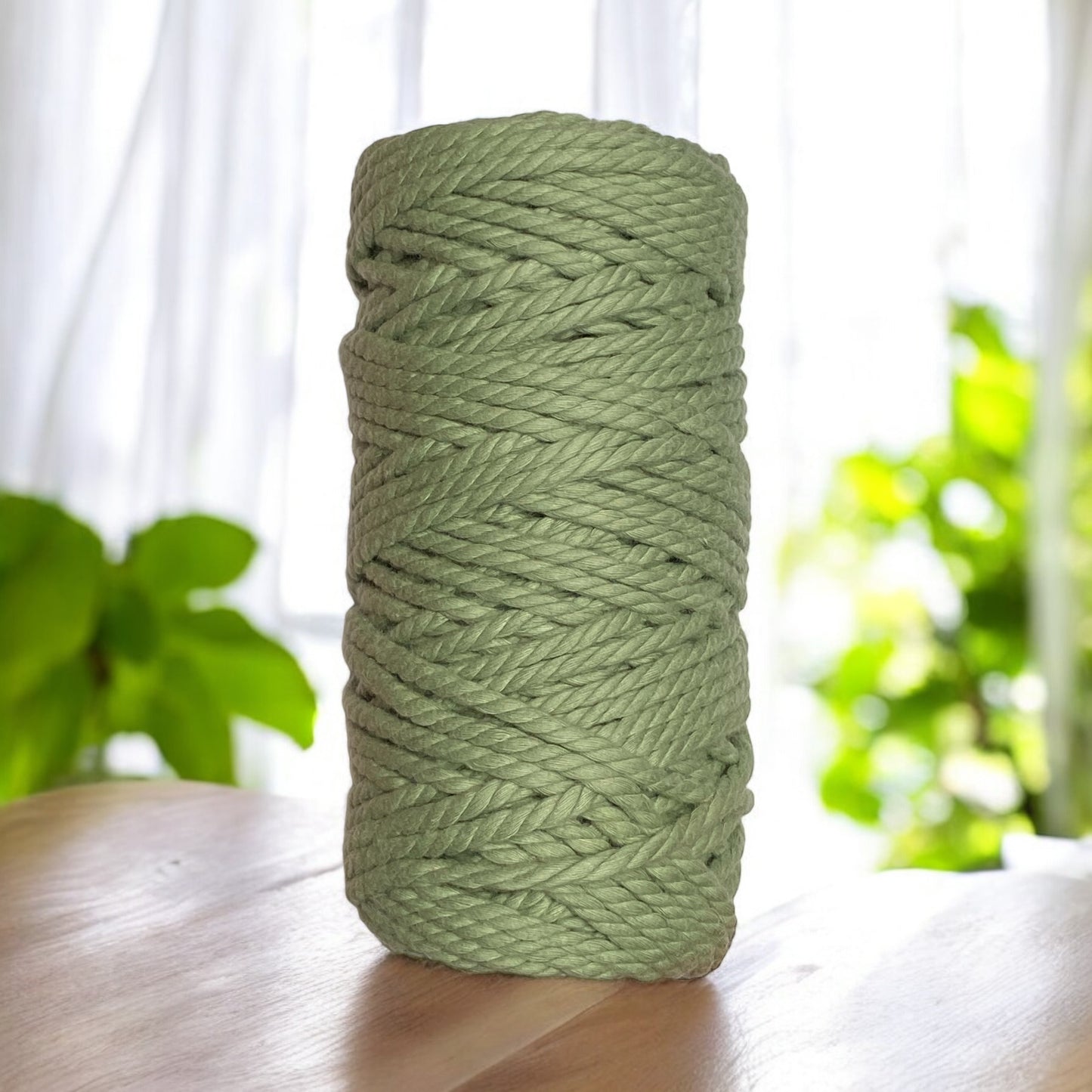 4mm 3ply Luxe Premium Macrame Cord | RESEDA GREEN | 100% Cotton | 55m - Cottonknotsxx