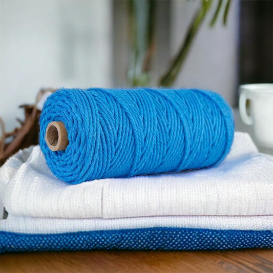 4MM 3Ply Macrame Cord | AQUA BLUE | 100% Cotton | 100m - Cottonknotsxx