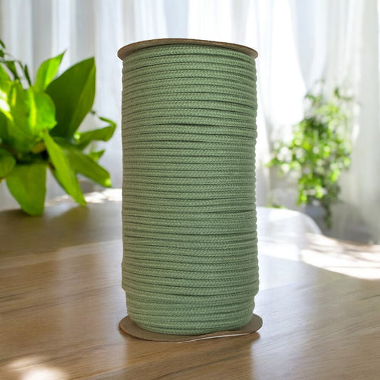 4MM LUXE Premium Braided Cord | AVOCADO GREEN | 100% Pure Cotton | 55m - Cottonknotsxx
