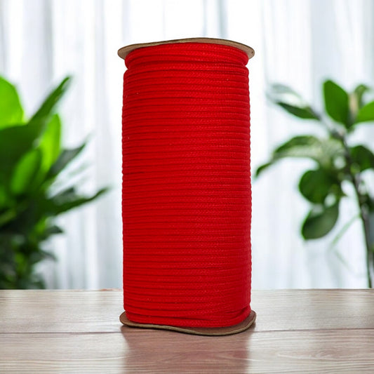 4MM LUXE Premium Braided Cord | SPANISH RED | 100% Pure Cotton | 55m - Cottonknotsxx