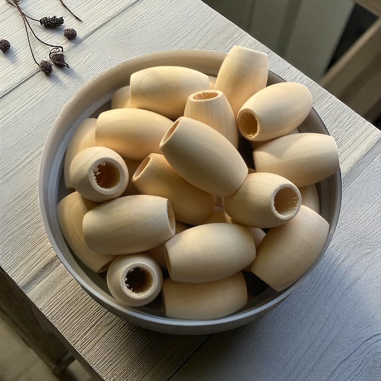 50 Pack | Egg Shaped Natural Wooden Beads | 30x20mm | Hole 10mm - Cottonknotsxx