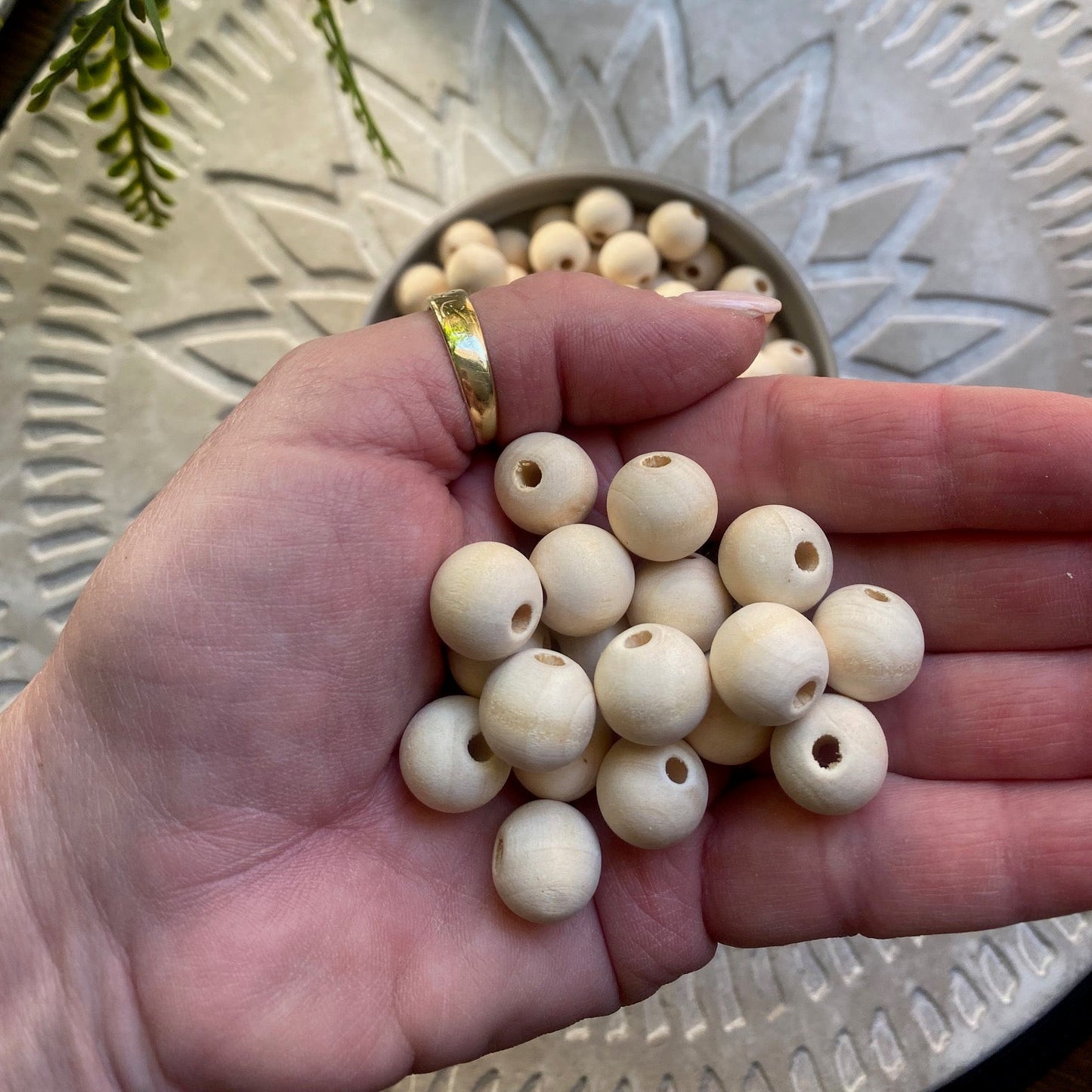 50 Pack | Round Natural Wooden Beads | 14mm | Hole 3~4mm - Cottonknotsxx