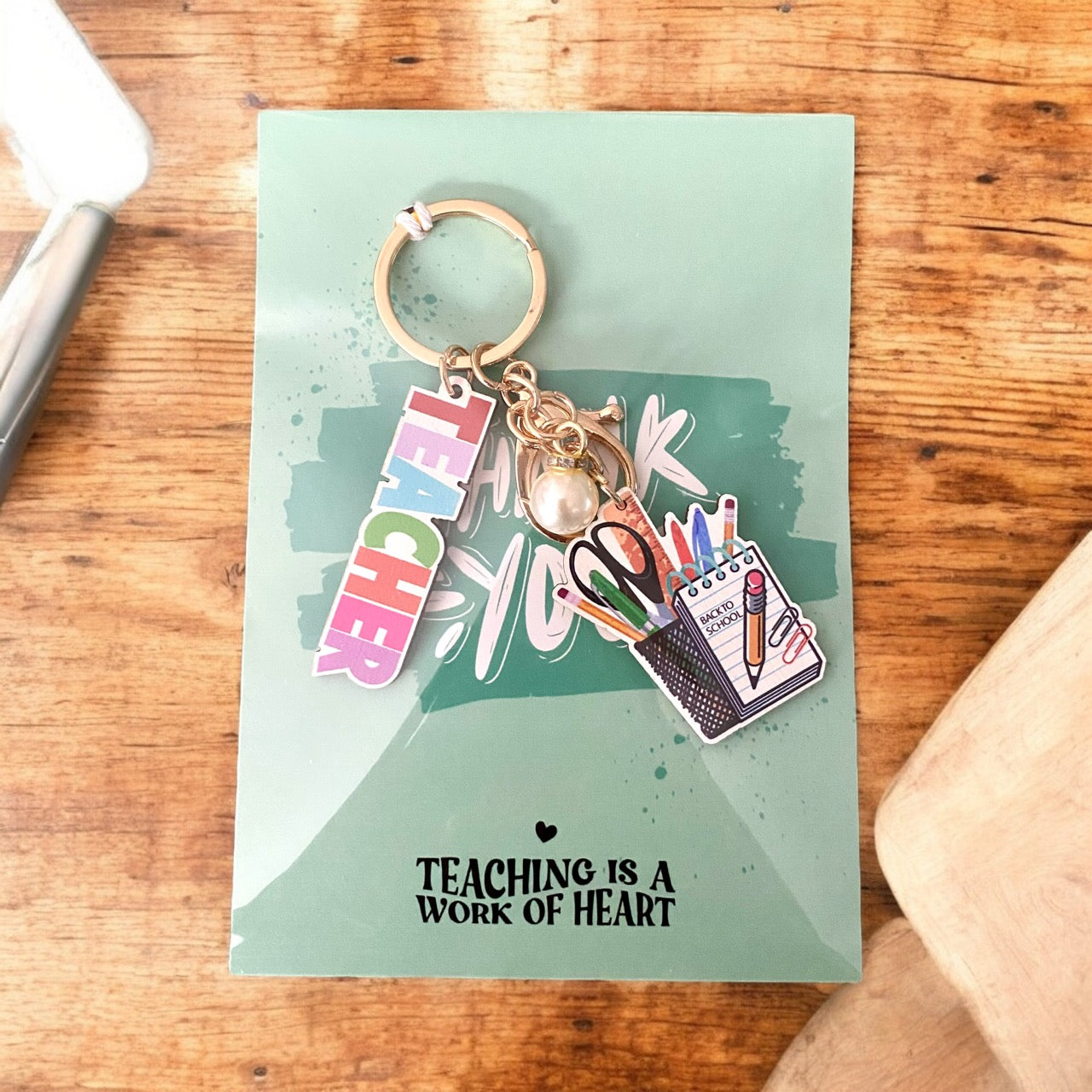 Brighten Their Day – Fun Teacher Keyring & Appreciation Card Set - Cottonknotsxx