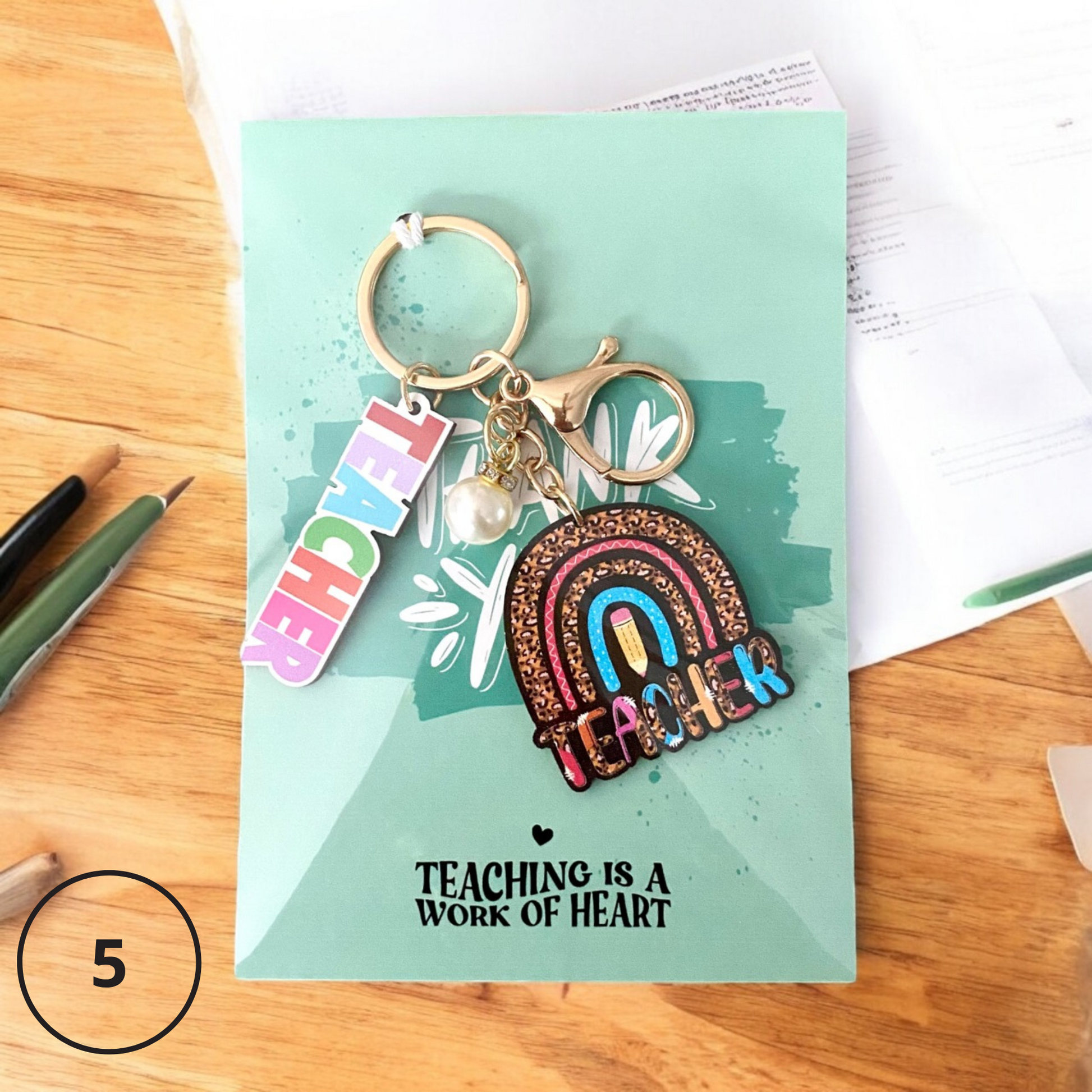 Brighten Their Day – Fun Teacher Keyring & Appreciation Card Set - Cottonknotsxx