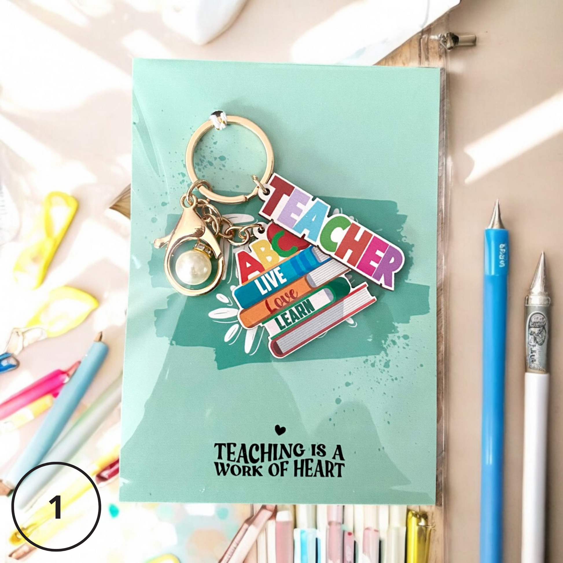 Brighten Their Day – Fun Teacher Keyring & Appreciation Card Set - Cottonknotsxx