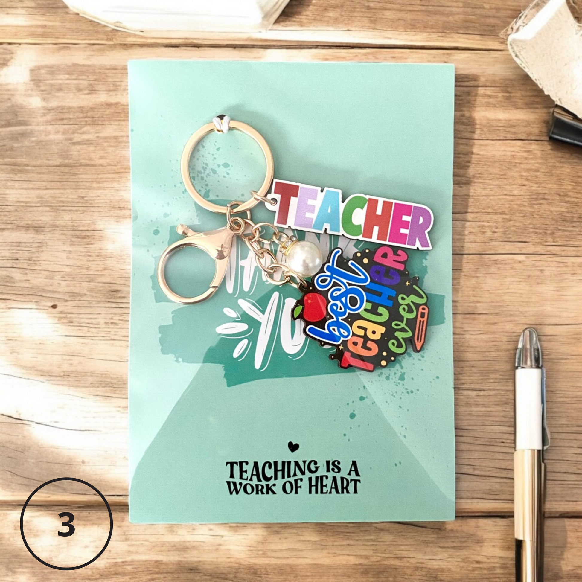 Brighten Their Day – Fun Teacher Keyring & Appreciation Card Set - Cottonknotsxx