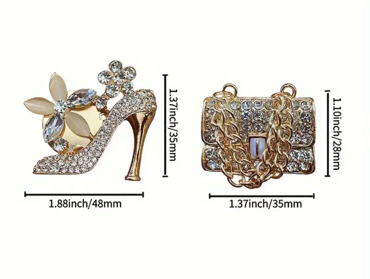 Dashboard Diva Set β Gold Heel & Handbag Car Clips - Cottonknotsxx