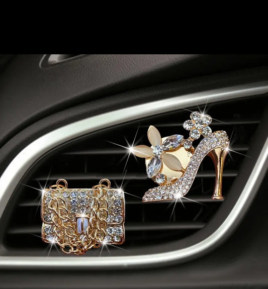 Dashboard Diva Set โ Gold Heel & Handbag Car Clips - Cottonknotsxx