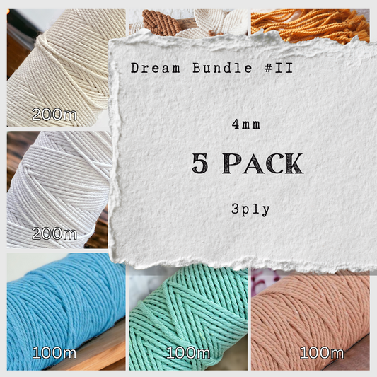 DREAM BUNDLE #11 | 4mm 3ply Macrame Cord | 5 ROLLS | 100% Cotton - Cottonknotsxx