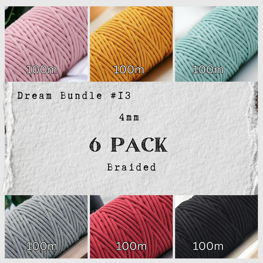 DREAM BUNDLE #13 | 4mm Braided Macrame Cord | 6 ROLLS | 100% Cotton - Cottonknotsxx
