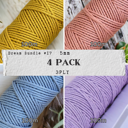 DREAM BUNDLE #17 | 5mm 3Ply Macrame Cord | 4 ROLLS | 100% Cotton - Cottonknotsxx