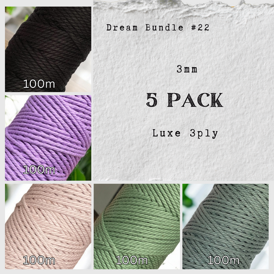 DREAM BUNDLE #22 | 3mm Luxe Premium Macrame Cord | 5 ROLLS | 100% Cotton - Cottonknotsxx