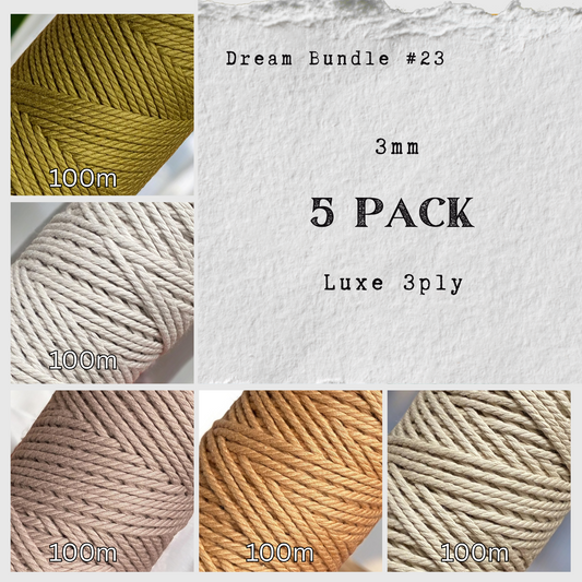 DREAM BUNDLE #23 | 3mm Luxe Premium Macrame Cord | 5 ROLLS | 100% Cotton - Cottonknotsxx