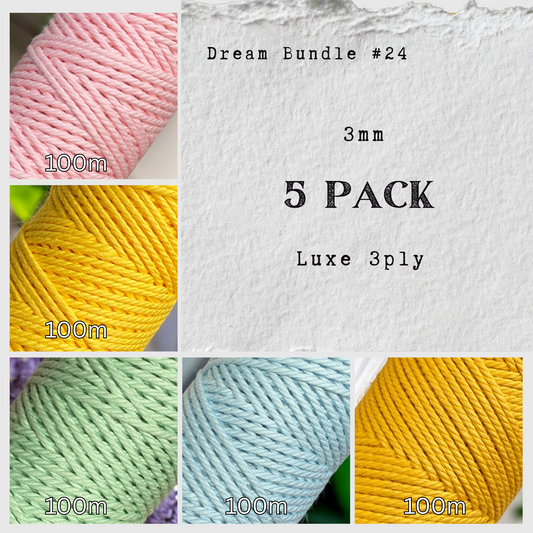 DREAM BUNDLE #24 | 3mm Luxe Premium Macrame Cord | 5 ROLLS | 100% Cotton - Cottonknotsxx