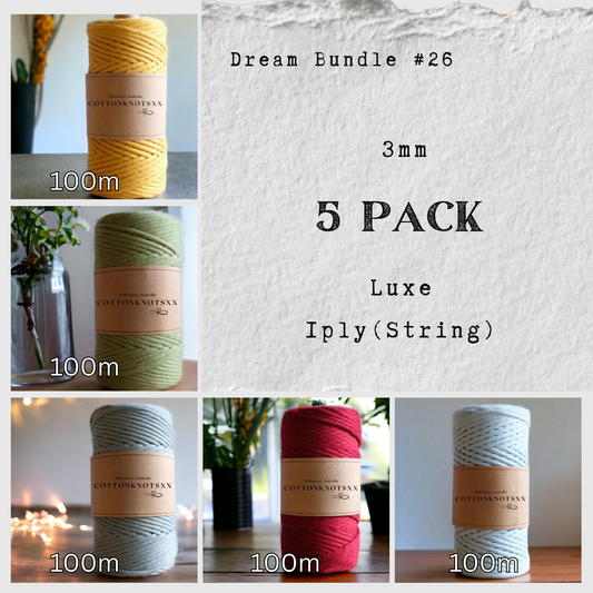 DREAM BUNDLE #26 | 3mm Luxe Premium Macrame String | 5 ROLLS | 100% Cotton - Cottonknotsxx
