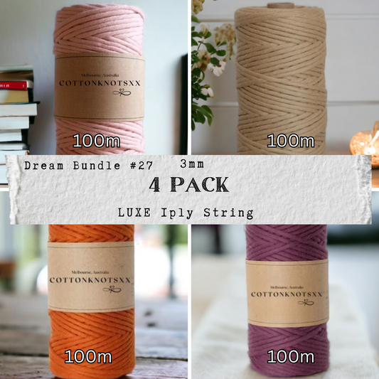 DREAM BUNDLE #27 | 3mm Luxe Premium Macrame String | 4 ROLLS | 100% Cotton - Cottonknotsxx