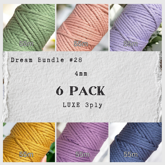 DREAM BUNDLE #28 | 4mm 3ply Luxe Premium Macrame Cord | 6 ROLLS | 100% Cotton - Cottonknotsxx