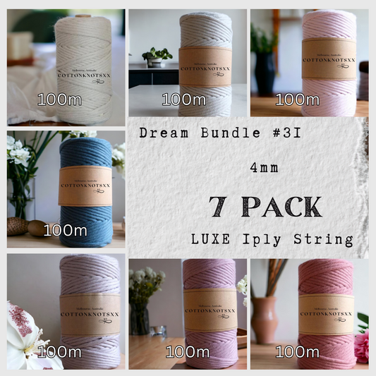 DREAM BUNDLE #31 | 4mm 1ply Luxe Macrame String | 7 ROLLS | 100% Cotton - Cottonknotsxx