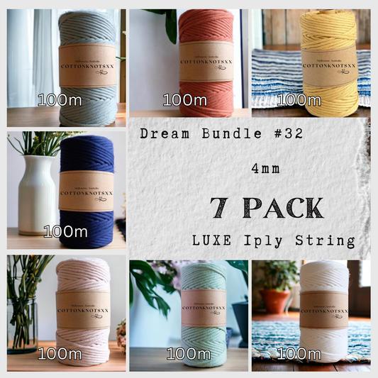 DREAM BUNDLE #32 | 4mm 1ply Luxe Macrame String | 7 ROLLS | 100% Cotton - Cottonknotsxx