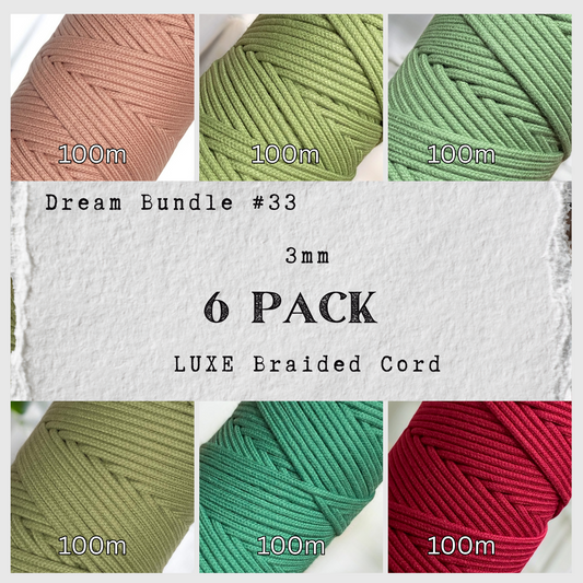 DREAM BUNDLE #33 | 3mm Luxe Braided Macrame Cord | 6 ROLLS | 100% Cotton - Cottonknotsxx