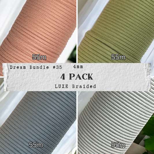 DREAM BUNDLE #35 | 4mm Luxe Braided Macrame Cord | 4 ROLLS | 100% Cotton - Cottonknotsxx